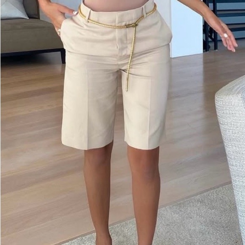 Zara High Waist Cream Shorts